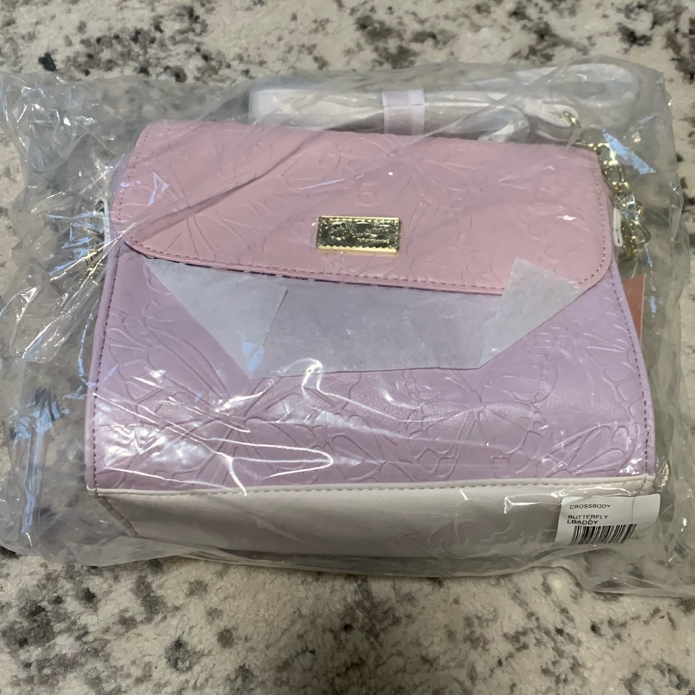 Betsey Johnson Pink and White Crossbody Bag